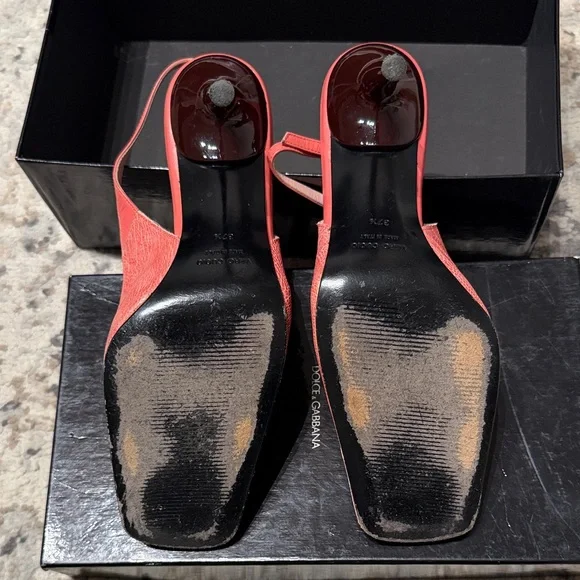 Dolce & Gabbana Pink Textured Slingback Heels - Picture 3 of 4